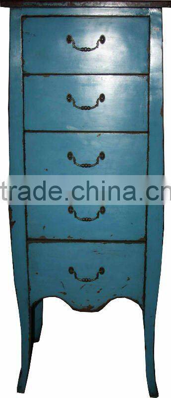chinese antique tall blue five drawer cabinet