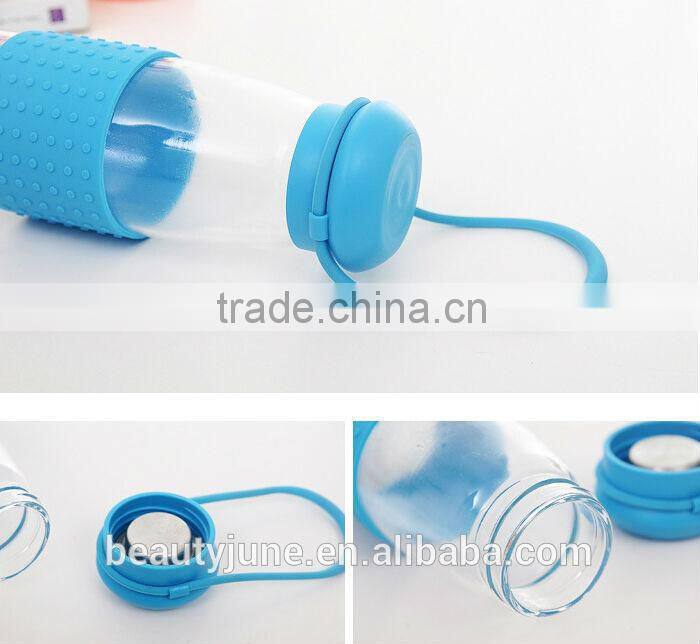 Portable Travel Mug Cup Car Shatterproof hand Classic Glass Water Bottle 500ml with Silicone Sleeve Glass Protein Shaker