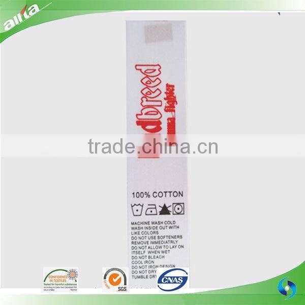 OEM wholesale roll cotton wash care label for garment