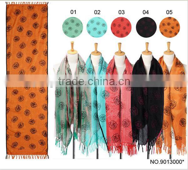 fashion 2015 high quality tassel silk chiffon scarf