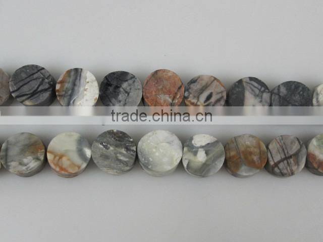 wholesale 20mm Network Stone rough coins semi loose precious gemstone