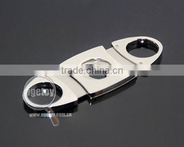 Pocket Portable Oval Cigar Scissors High Quality Silver Stainless Steel Double Blade Knife Super Sharp Metal Cigar Cutter