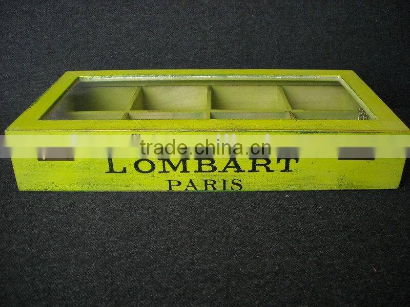 Antique wooden sundries storage box with glasses cover