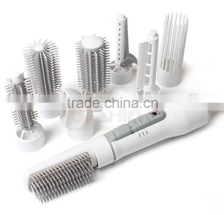 8 in 1 Electric Hot Air Hair Brush hair dryer Curler Roller straightener Styling KM