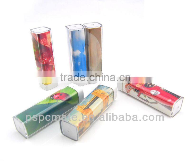 Lip Stick Power Bank 2200mAh with Full Color Printing Mobile Phone Power Bank