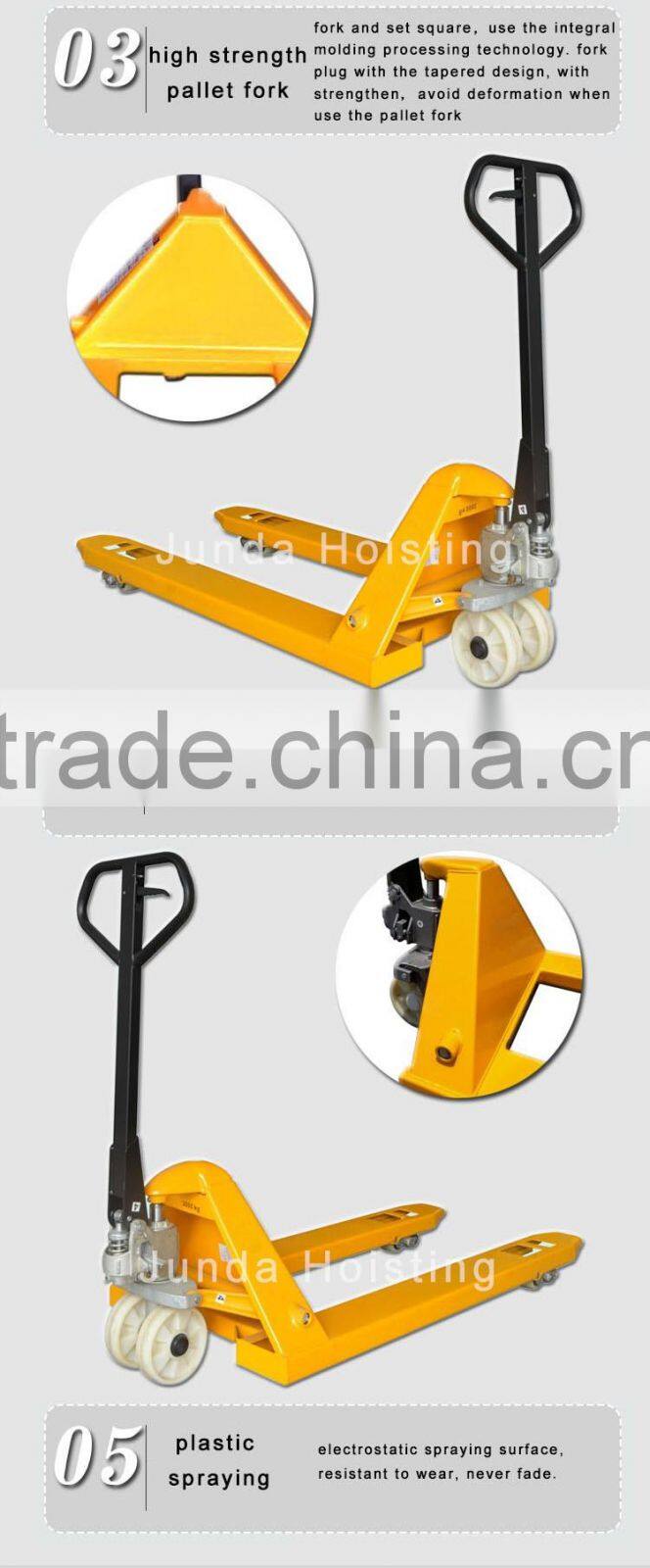 Hebei Junda Professional factory price alloy steel 1ton-5 ton hydraulic hand pallet trucks
