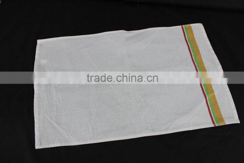 china factory wholesale white kitchen tea towels with stripe border