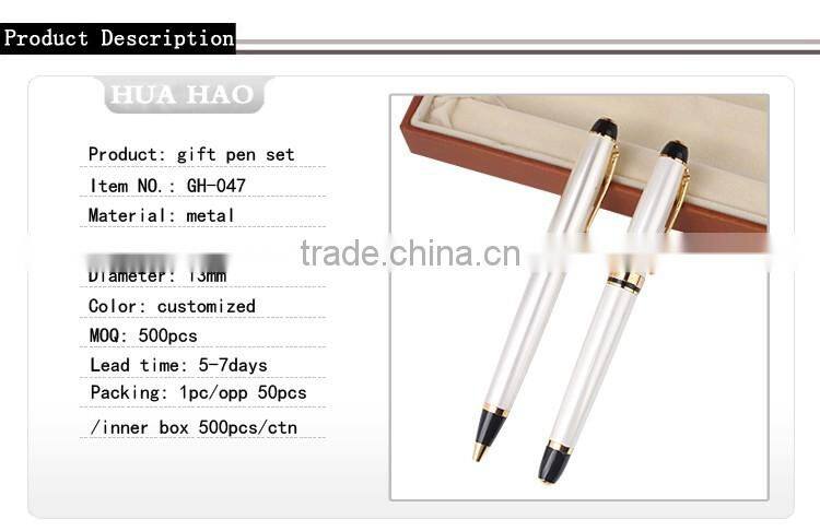 Elegant and beautiful metal gift pen set for lady fashion premium metal roller pen for office lady