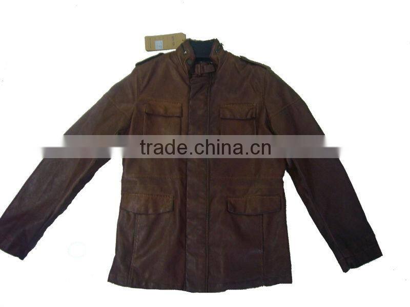 2013 men's leather jackets with stand up collar
