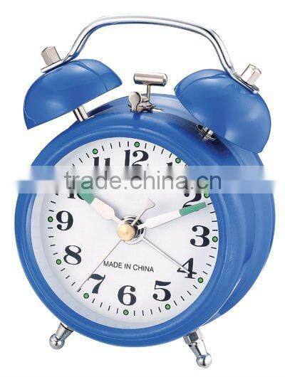 3 inch metal case mechanical bell alarm clock movement, desktop clock mechanism