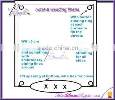 330TC white plain sateen luxury high thread counts duvet covers for 5-star luxurious hotels