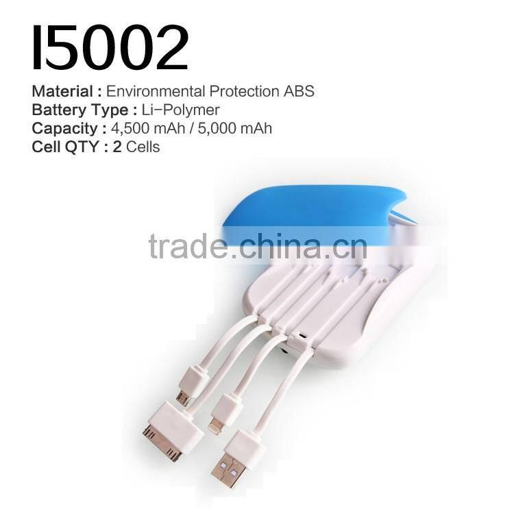 4500mAh/5000mAh 4 in 1 Universal Portable Power Bank For iphone 4/iphone 5/Samsung Charger USB Charger