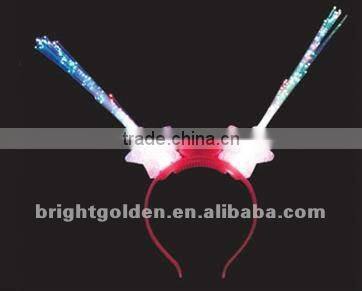 Rainbow led flashing fiber optic head bopper
