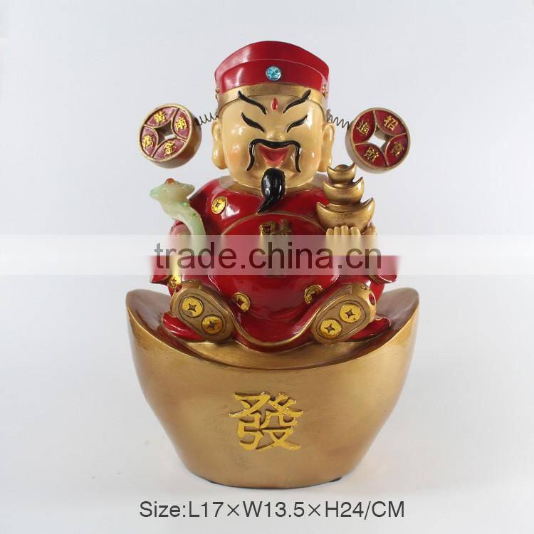 2016 Handmade Resin Chinese God Statue of Wealth,Lovely Resin God Figurine