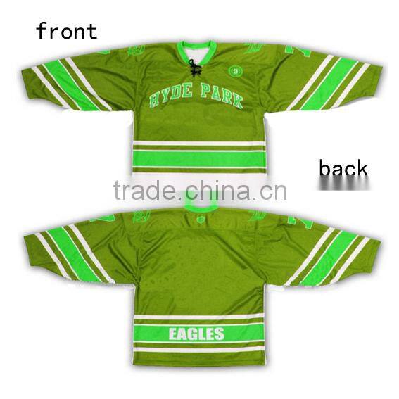 2015 stylish new design custom high quality green hockey jersey