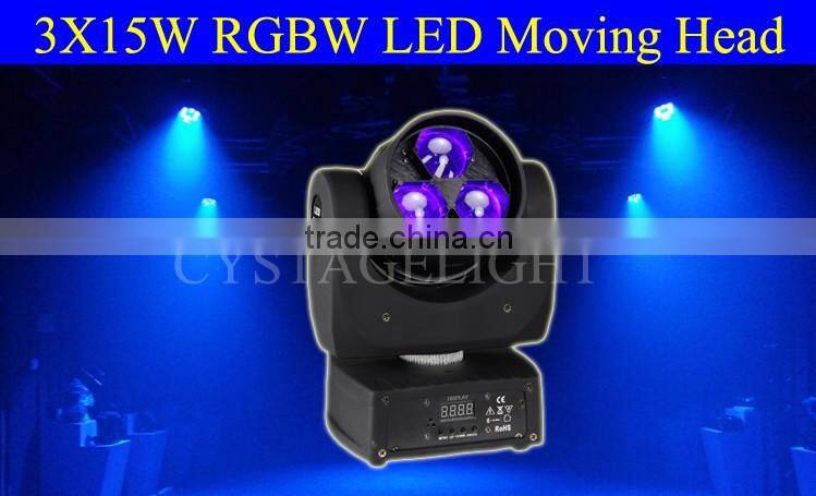 Diamond 3x15W RGBW 4in1 Led Mini Zoom Moving Head Stage Performance Light