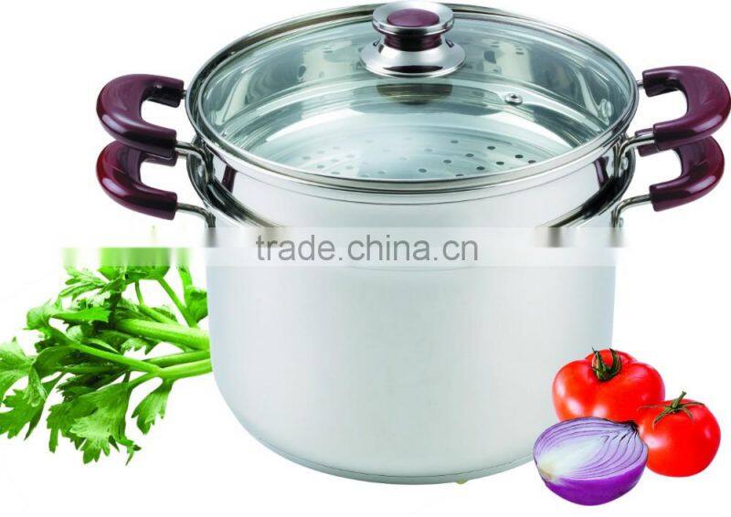 AH3598 3PCS STAINLESS STEEL 201 2LAYER BOILER ( STEAMER SET )