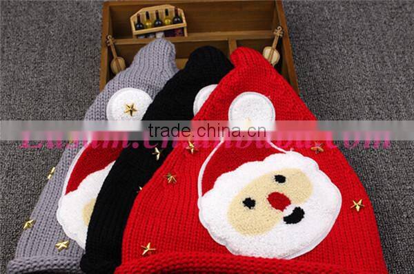 2015 New design santa design wool knitted cute winter christmas hat