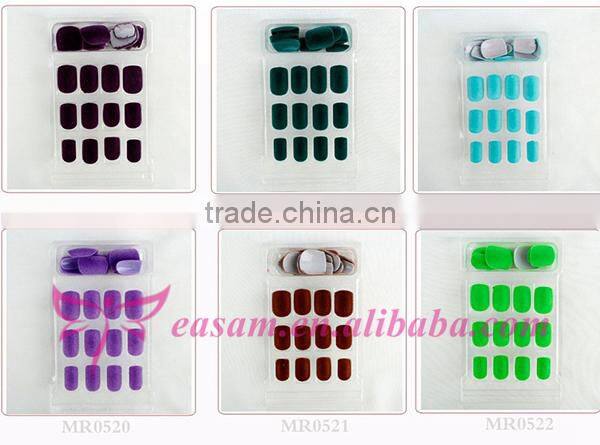 New fashion 24pcs artificial nail tips full cover velvet false nails manicure kit