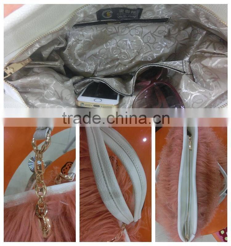 Mongolia Sheep Fur Handbag Genuine Lamb Fur Tote Bags