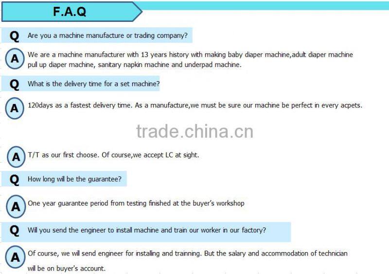 China adult diaper machine manufacturer with CE and ISO2001 certificate