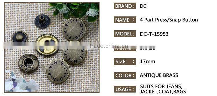 Metal Press Snap Button with any logo printing