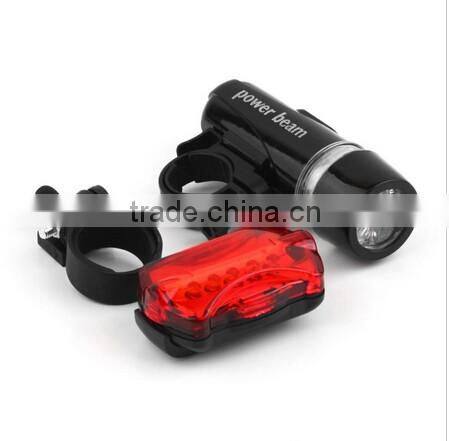 2016 1Set Waterproof 5 LED Lamp Bike Bicycle Front Head Light+Rear Safety Flashlight Black,