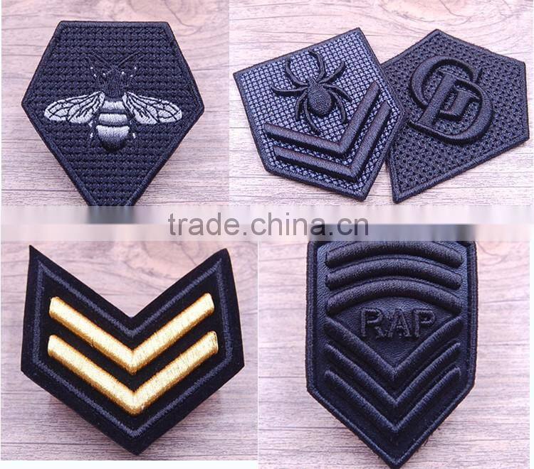 Custom sew on machine woven embroidery star designs badges