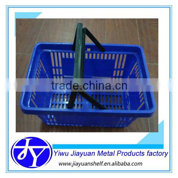 plastic market basket with two wheels and foldable handle bar
