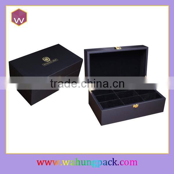 Custom White Wooden Tea Bag Packaging Box With 9 Compartments