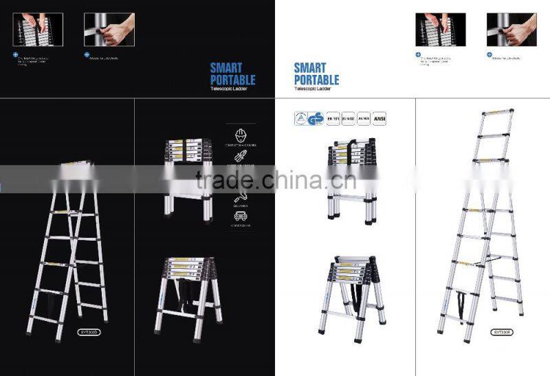 Yongkang new Aluminum multipurpose 5m telescopic ladder with new TUV/SGS GS/EN131