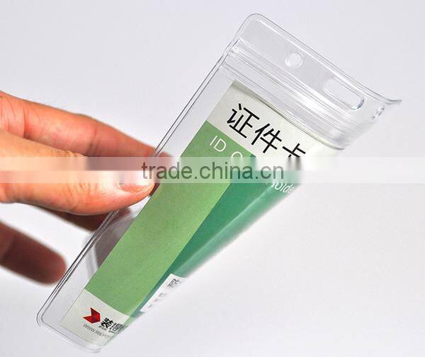 clear vinyl vertical ID badge holder with slot and chain holes