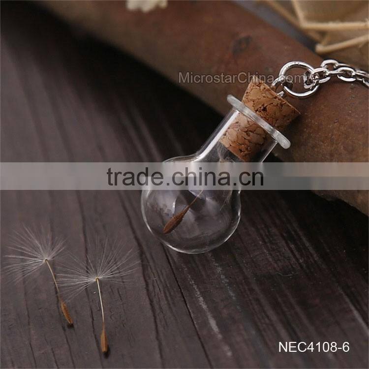 8 Designs DIY Creative Drift Bottles Glass Pendant Necklace Dandelion Necklace