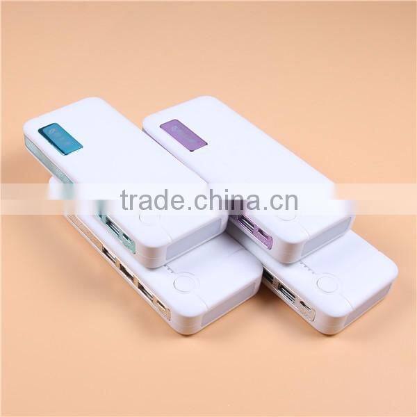 Factory Wholesale 12000mAh 3 USB Power Bank with Torch Light