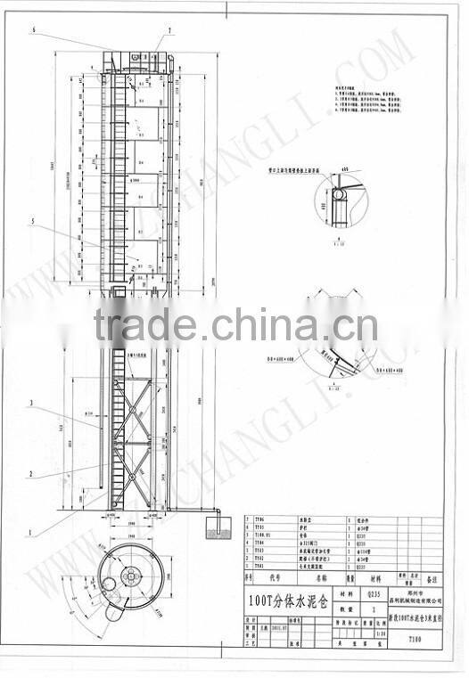 100ton cement silo for sale/powder storage silo/mobile cement silo price