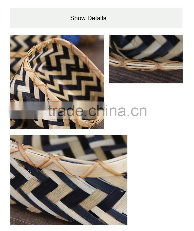 Bamboo woven mini desk storage basket