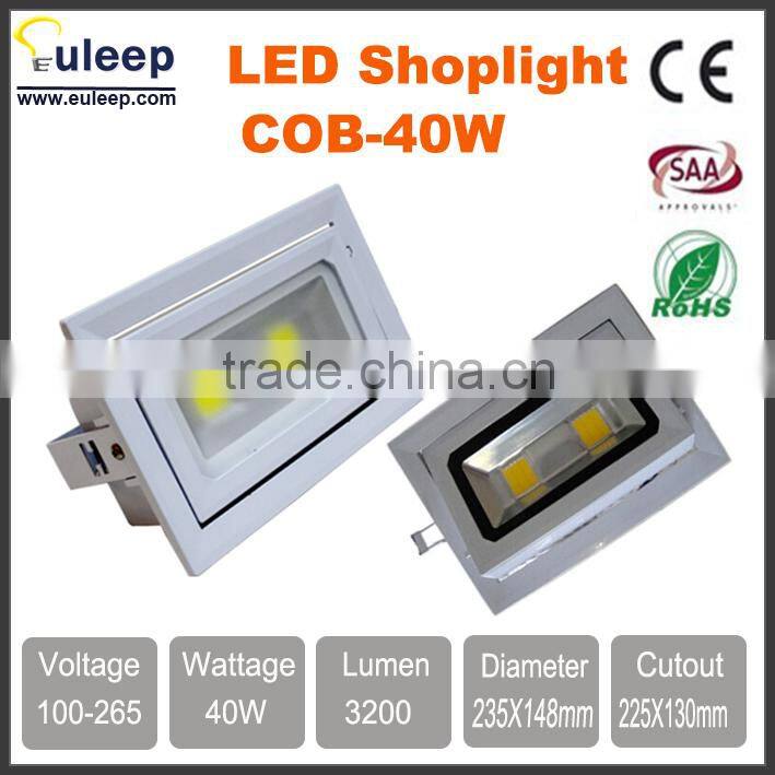 euleep COB 40W squaredownlight, retangle downlight, led shoplight