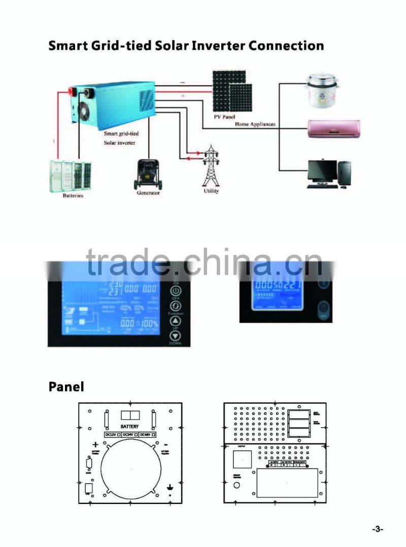 Grid Tie 2HP air conditioner 60Hz 48v 220v dc ac 3000w pure sine wave inverter