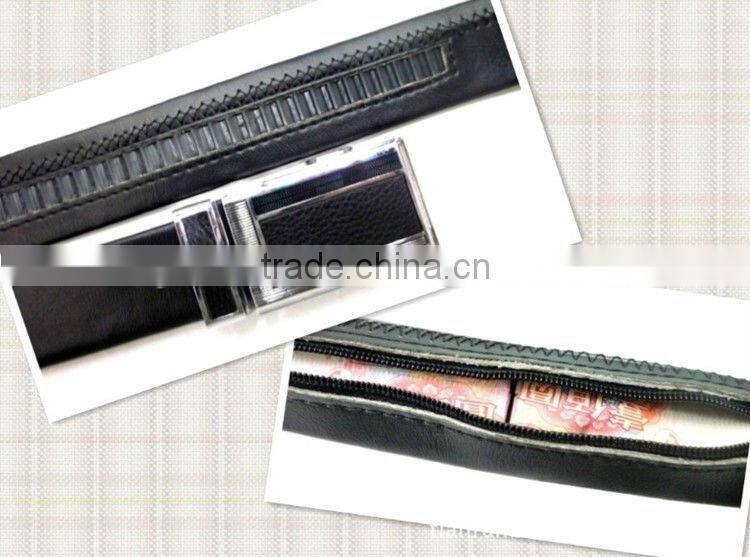 Men's Travel Black Genuine Leather Money Belt with Slide Buckle Sizes 32 through 50