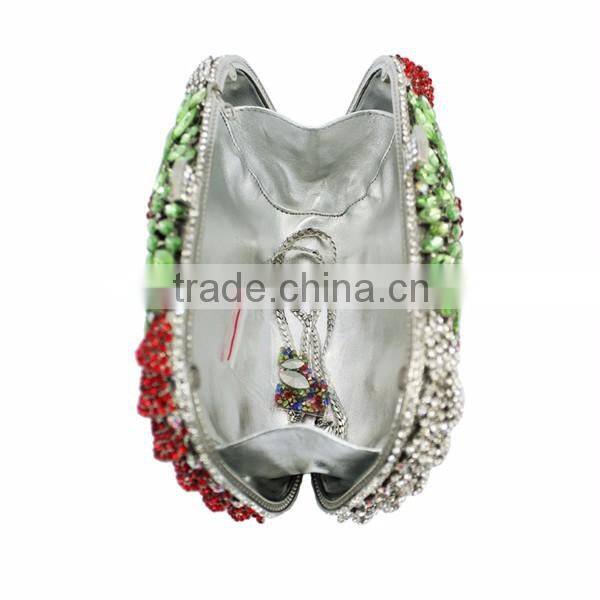 Newest colorful pumpkin design hard case crystal clutch purse woman handbag (8792A-C2)