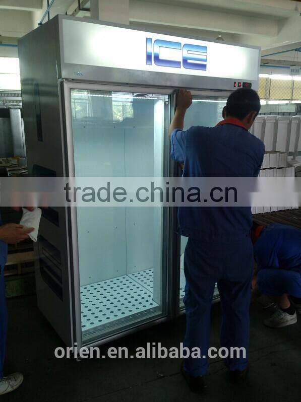 Indoor ice merchandiser (Bagged ice freezer)