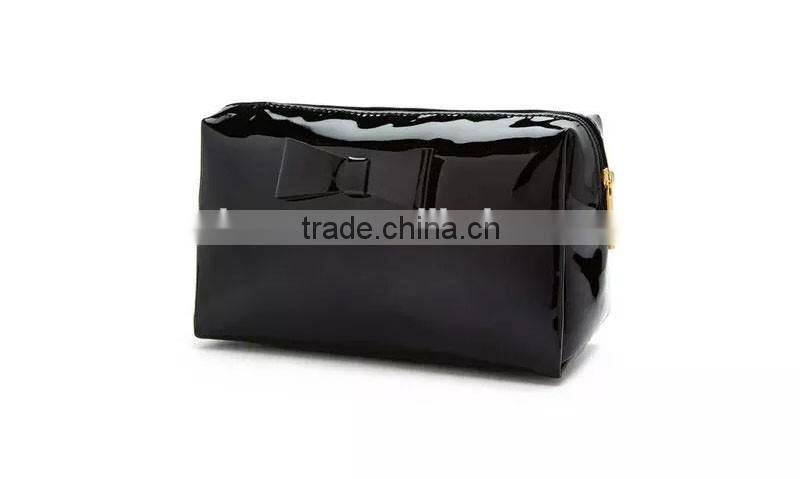 High quality black mirror leather cosmetic bag