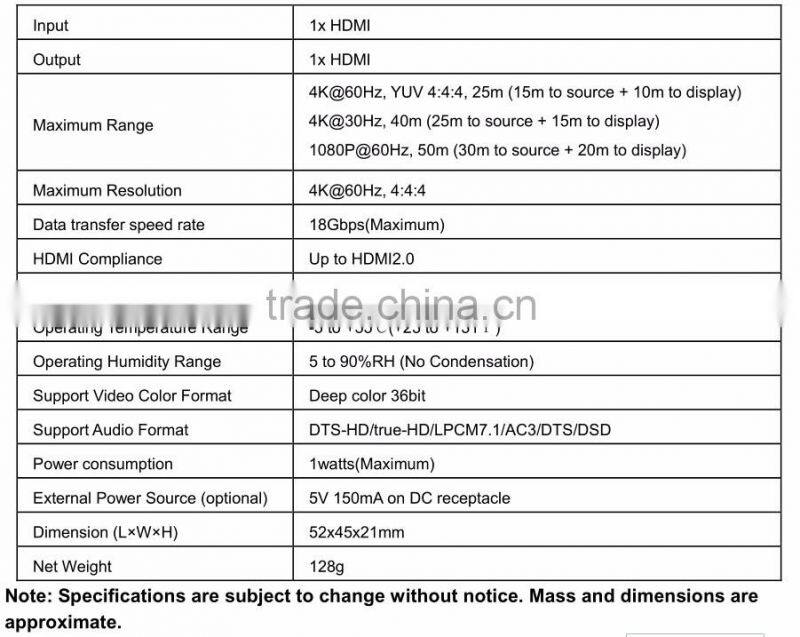 LINK-MI LM-EX39 wholesale price HDMI video signal amplifier Transmit up to 25m under 4Kx2K@60Hz, YUV 4:4:4