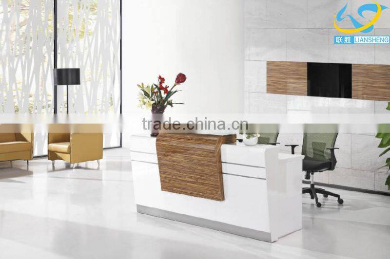 2016 China Factory Supply Beautiful white color wooden/MFC board reception table office furniture without 3D