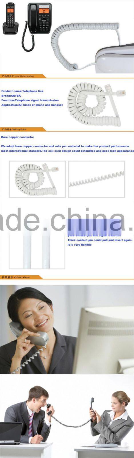 28AWG 7x0.12mm pure copper stranded pp core long telephone extension cable From Shenzhen Factory