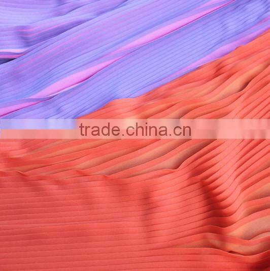 Two tone colors printed woven fabric pleated chiffon fabrics for girls party dresses