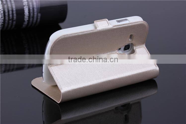 Hot sell wallet book leather case for Samsung galaxy S3 mini i8190 with card slot