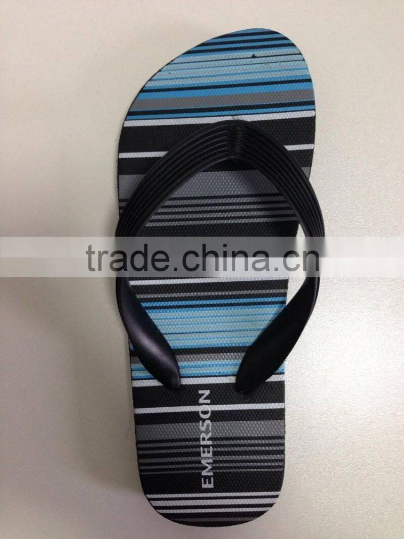 fashion stripe men beach rubber PE Thong slipper