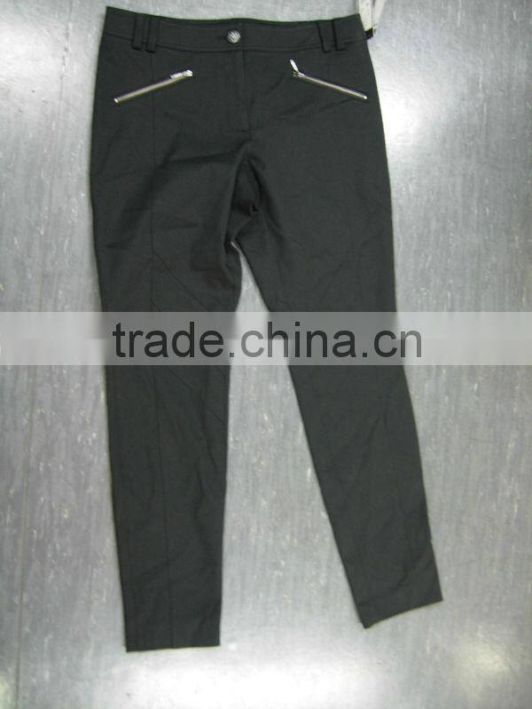 2014 women new design long pants with zipper pocket/ casual pants /classic black/made in china