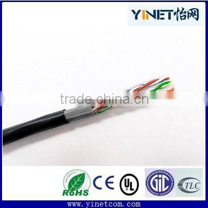 Premium Solid bare copper 24 awg HDPE jacket UTP CAT5e Lan Network cable 305m- Black